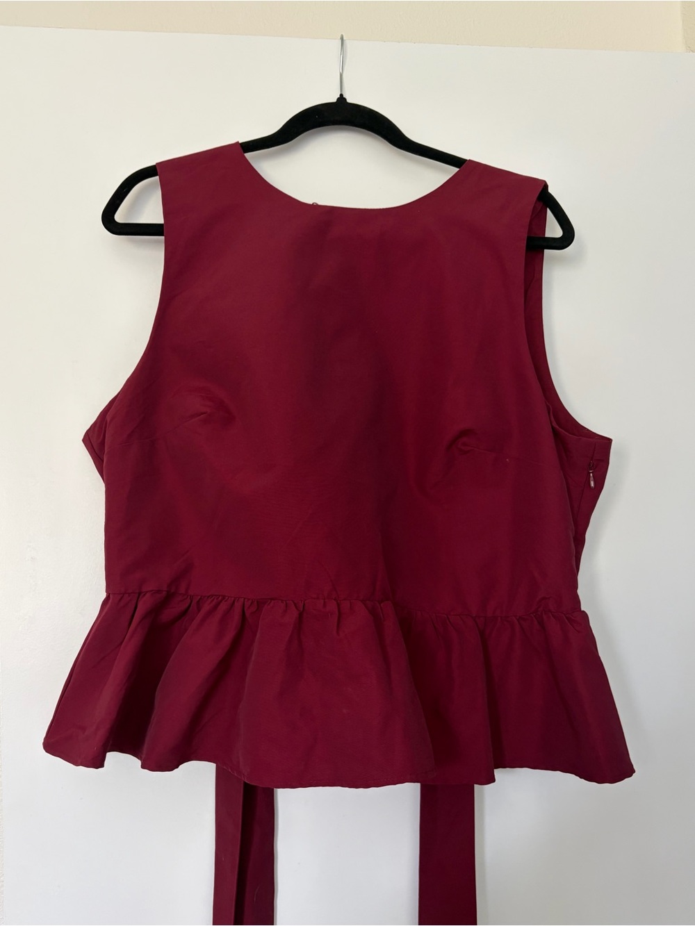 H&M Burgundy Peplum Hem open backTank Top